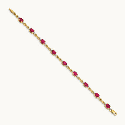 Diamond and Ruby Bracelet — 14K Yellow Gold