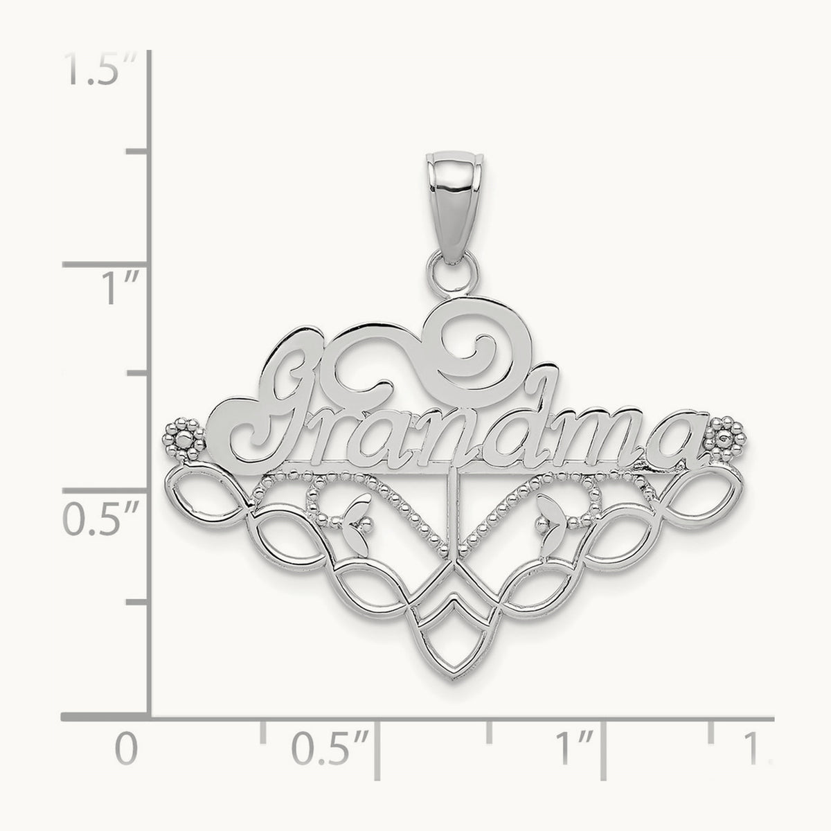 GRANDMA Birthstone Charm Holder Pendant — 14K White Gold