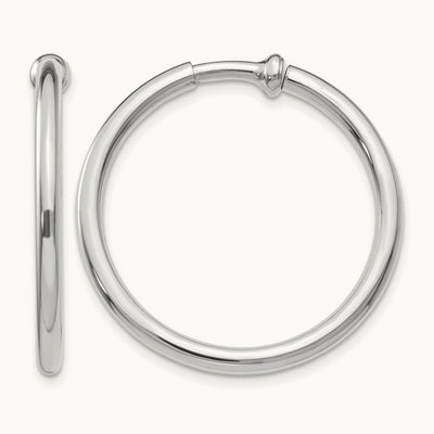 Non-pierced Earring Hoops Earrings, 14K White Gold