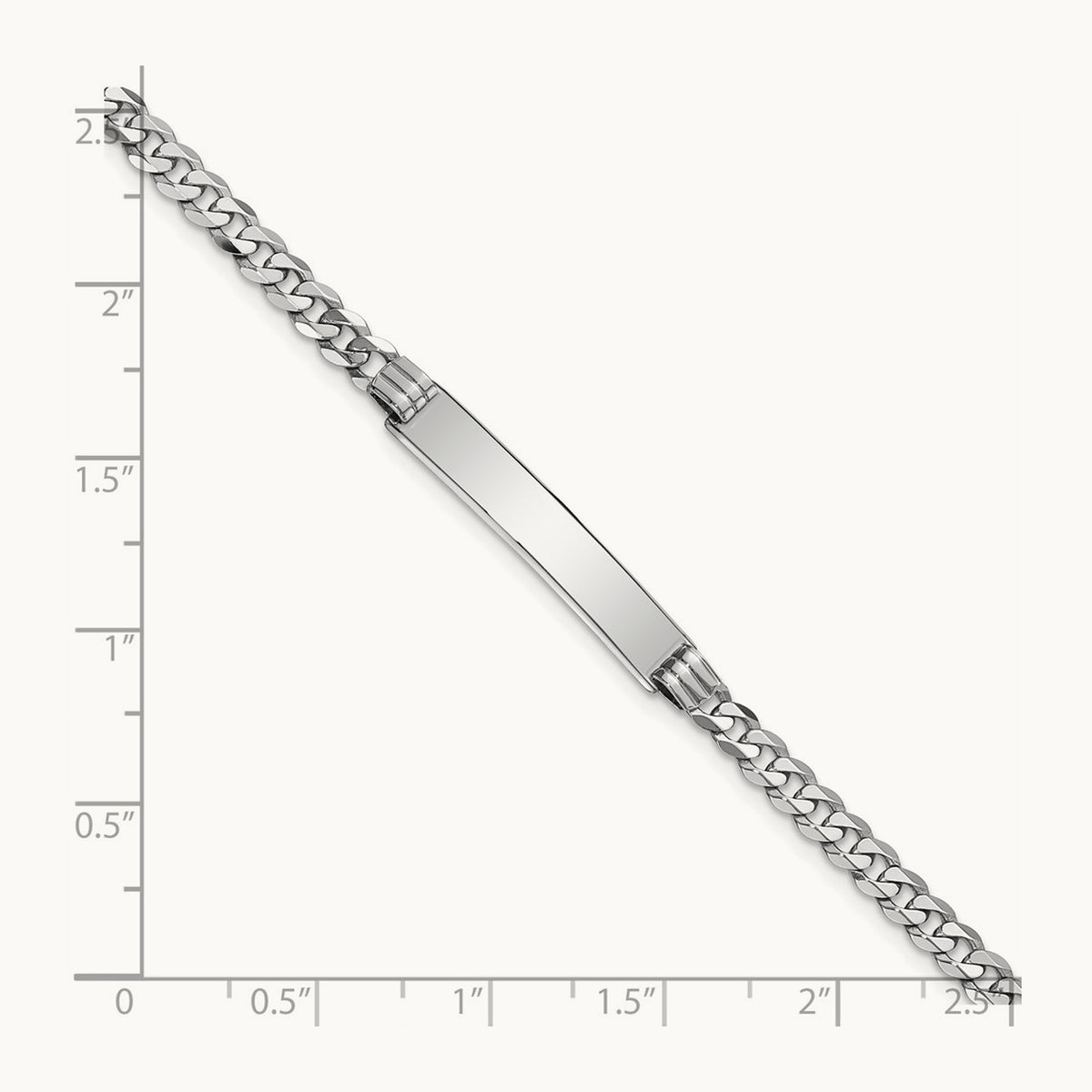 WG Flat Curb Link ID Bracelet, 14K