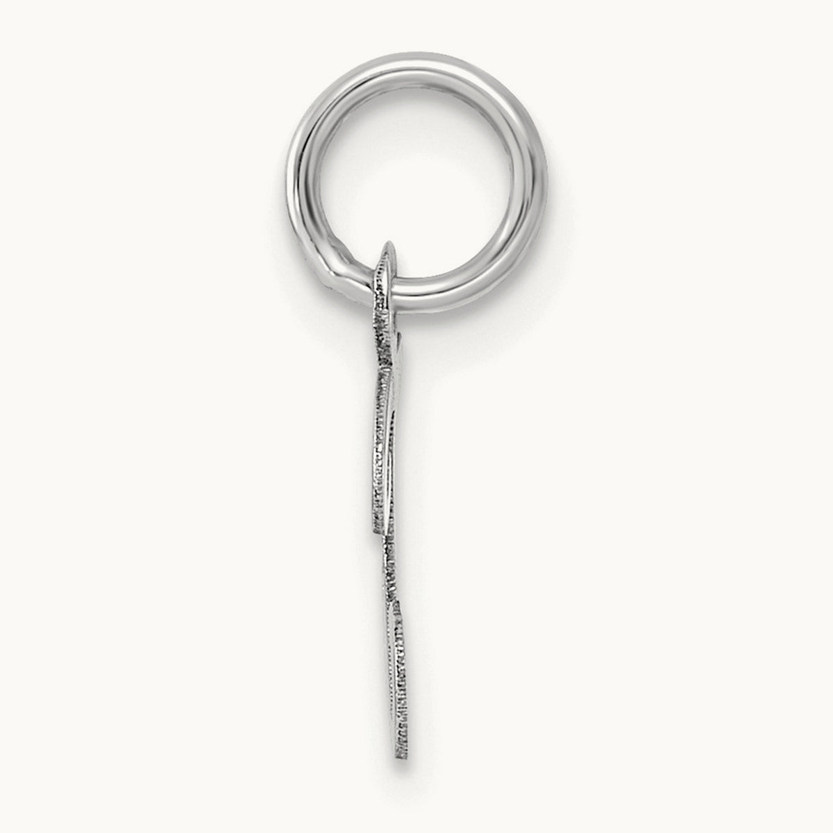 Small Script Letter T Initial Charm, 14K White Gold