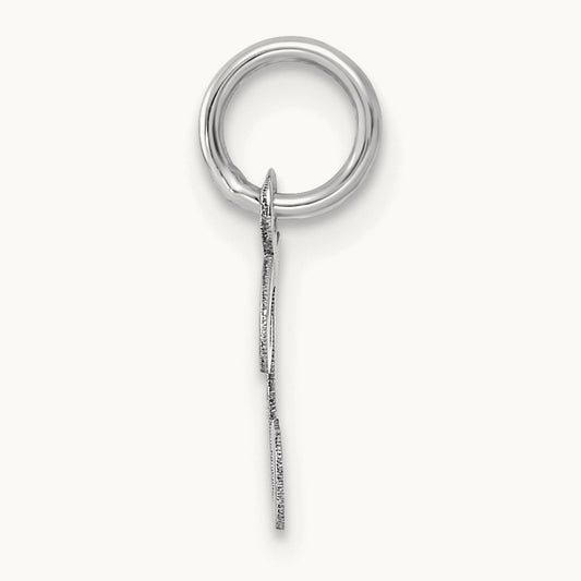 Small Script Letter T Initial Charm, 14K White Gold