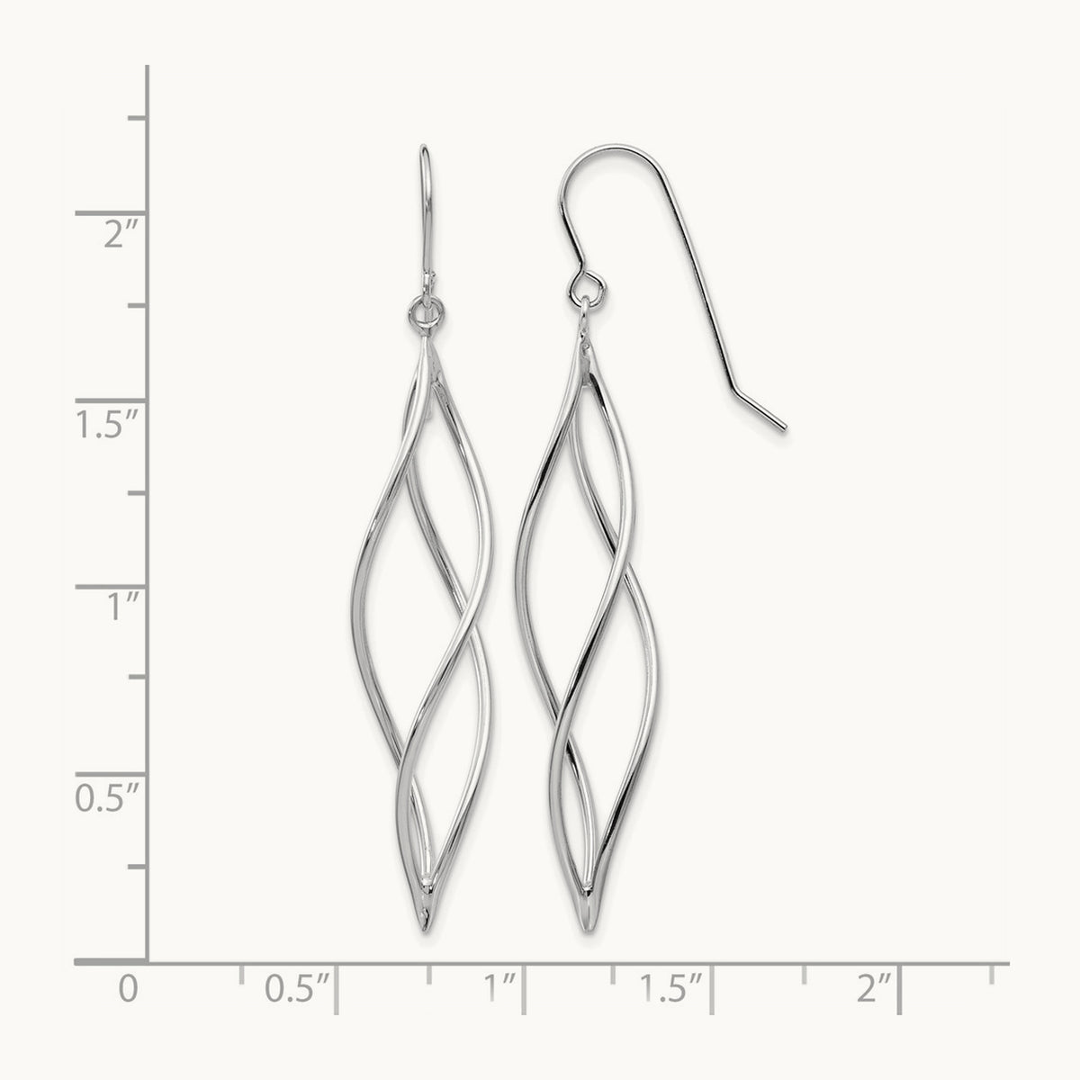 Polished Long Twisted Dangle Earrings — 14K White Gold
