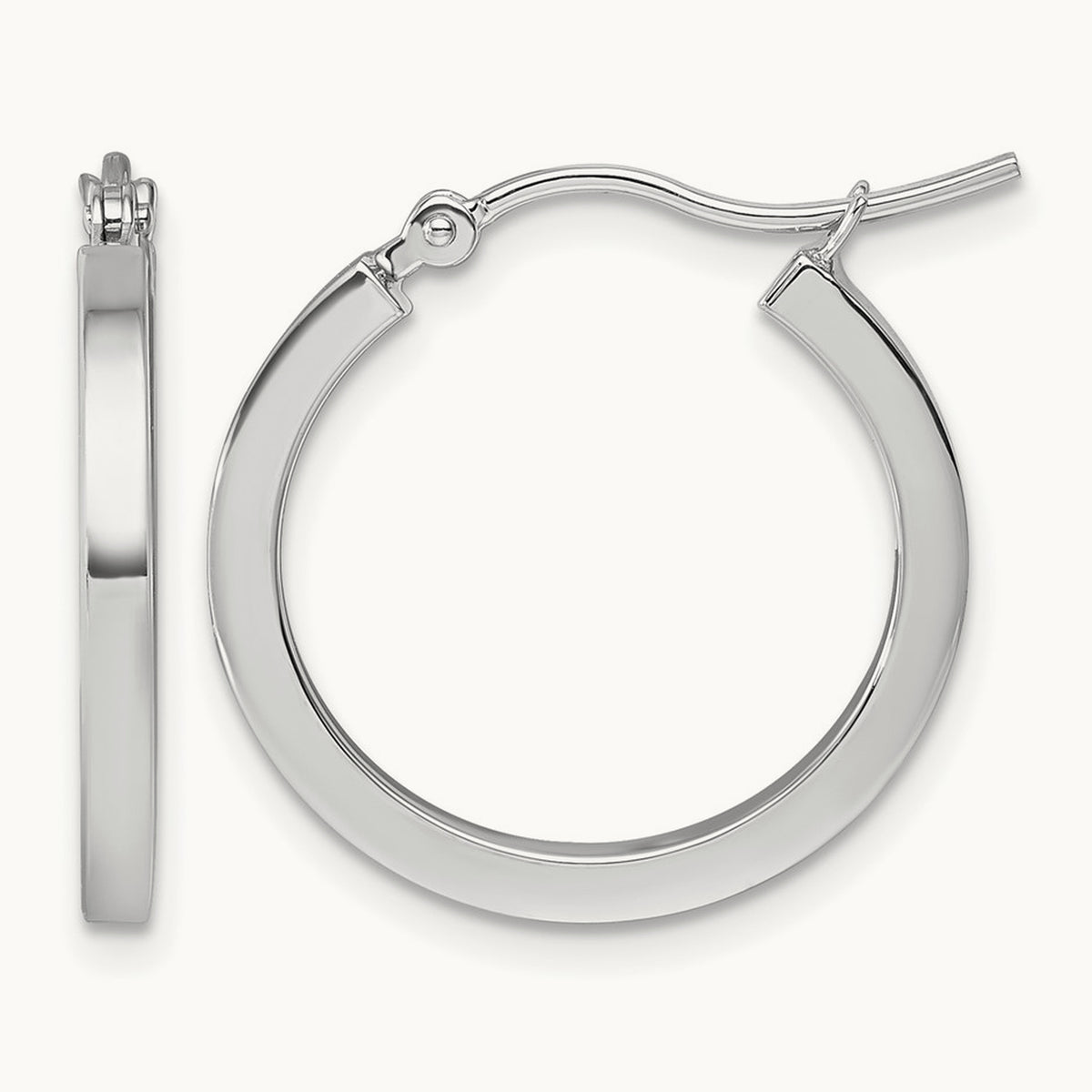 Square Tube Hoop Earrings — 10K White Gold