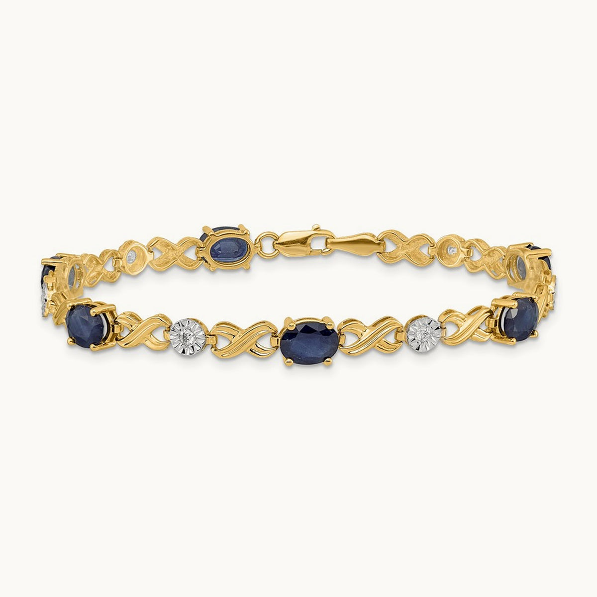 Diamond and Sapphire Infinity Bracelet — 14K Yellow Gold
