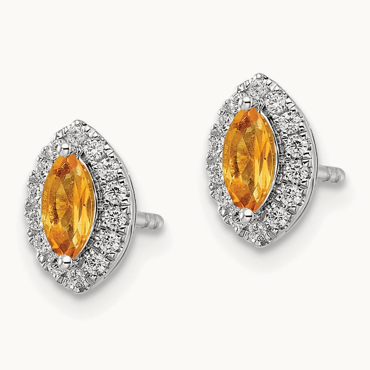 Citrine Nov Birthstone Post Earrings, 0.20 ct tw Lab-Grown Diamond