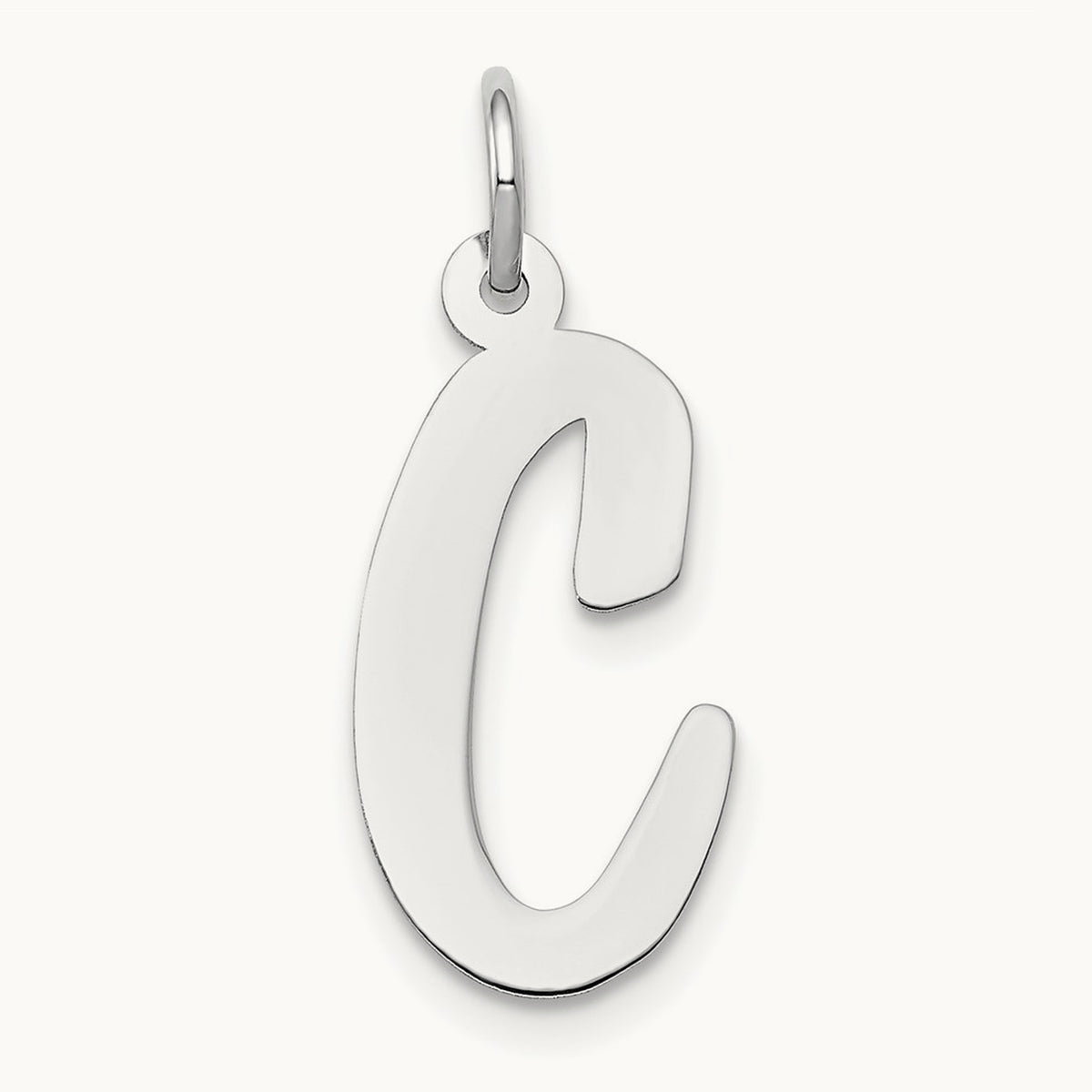 Large Script Initial Charm — 14K White Gold, C