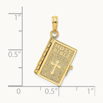 3-D Moveable Pages Holy Bible w/ Lords Prayer Charm, 14K