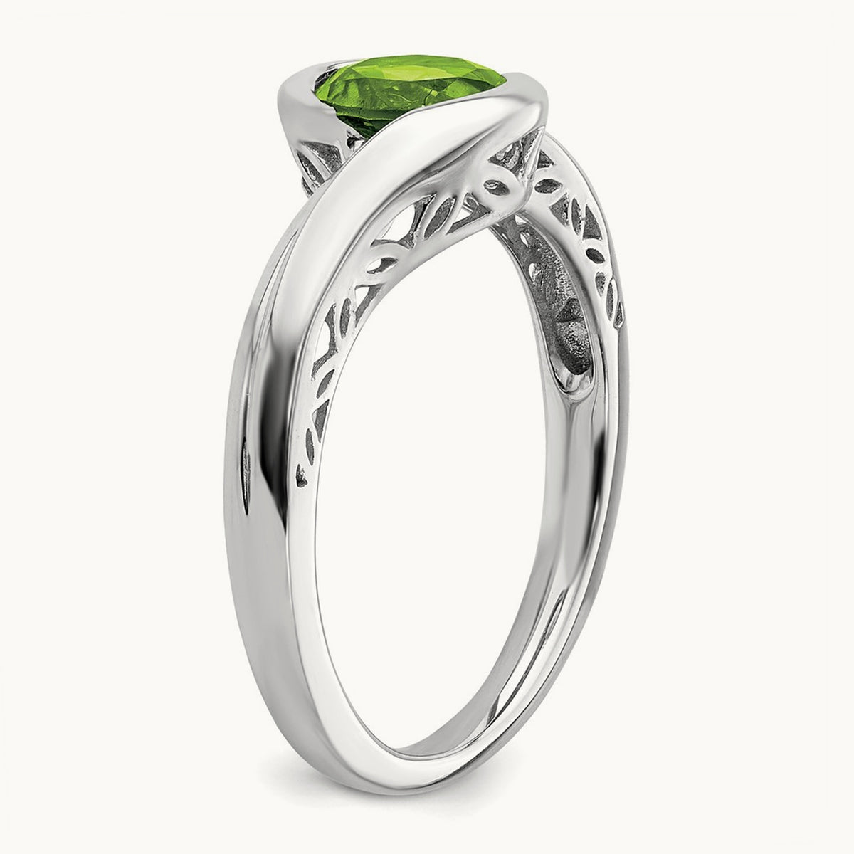 Peridot Bypass Ring, 14K White Gold