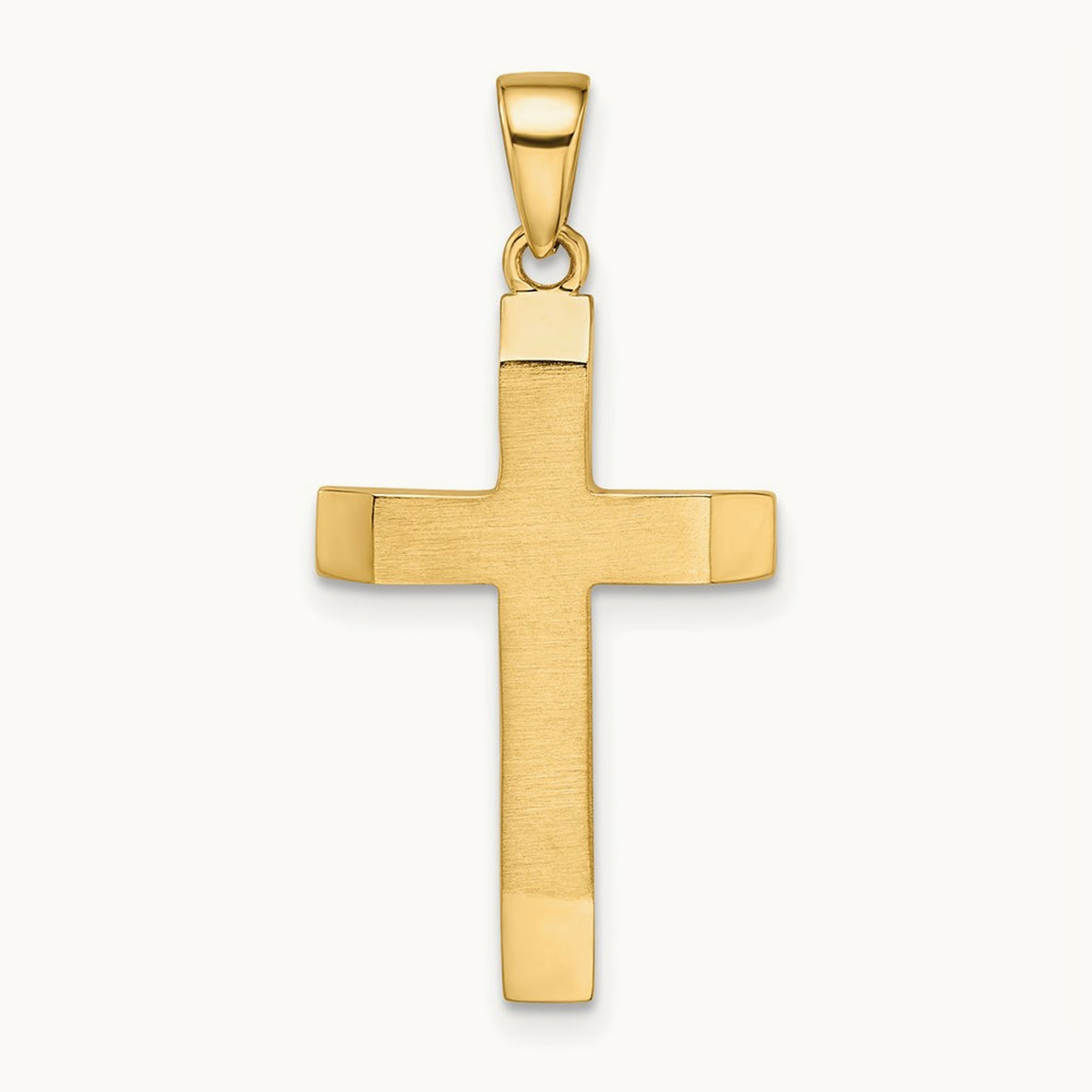 Satin/Polished Beveled Medium Latin Cross Pendant, 14K