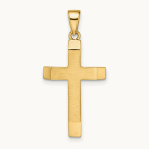 Satin/Polished Beveled Medium Latin Cross Pendant, 14K