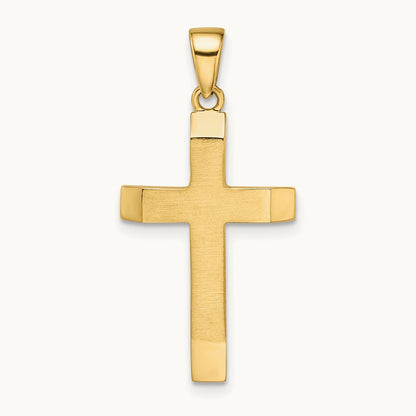 Satin/Polished Beveled Medium Latin Cross Pendant, 14K
