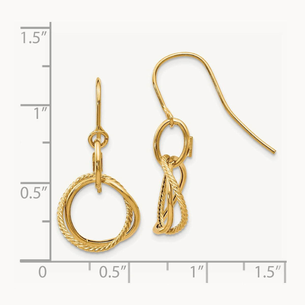 Small Twisted Circle Shepherd Hook Earrings — 14K Yellow Gold