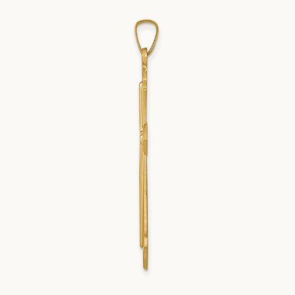Polished and Satin Passion Cross Pendant, 14K