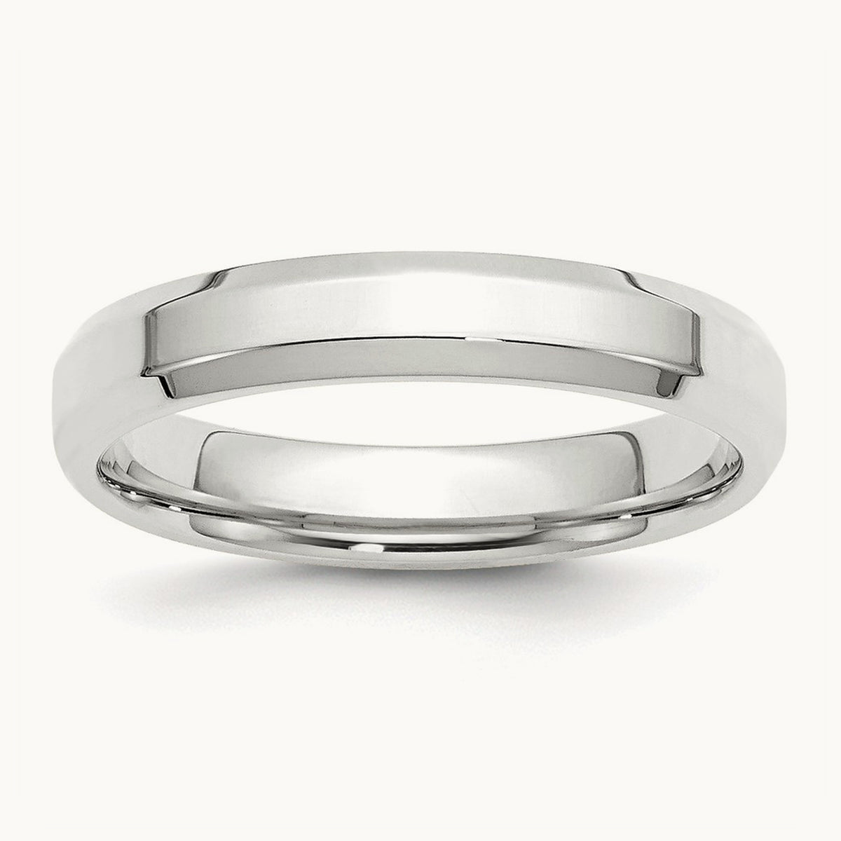 Bevel Edge Comfort Fit Band — 14K White Gold, 4mm