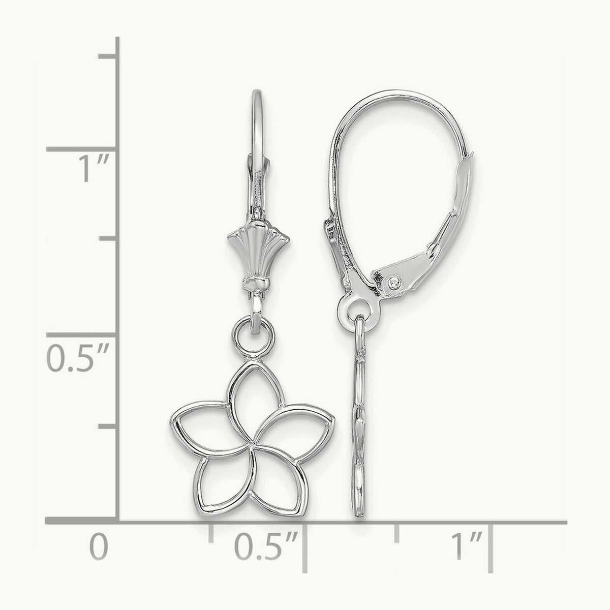 Polished Cut-Out Flower Leverback Earrings — 14K White Gold
