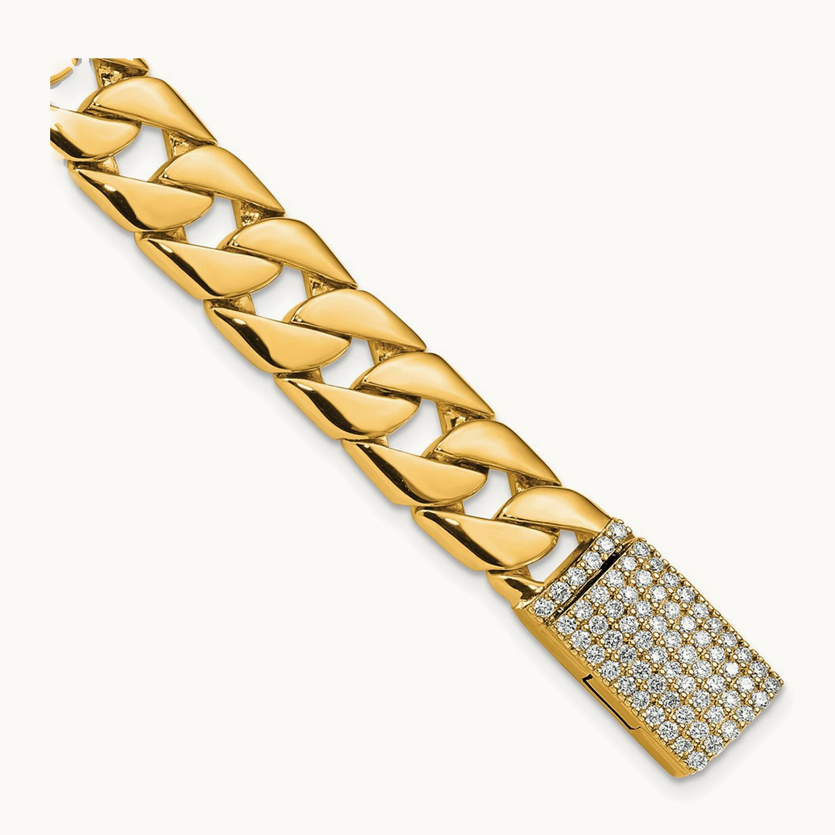 Hand-polished Fancy Link Diamond Clasp Bracelet — 10.2mm