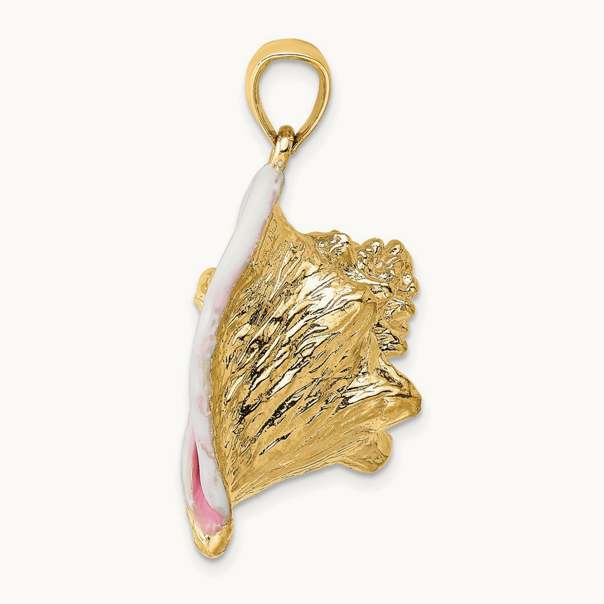 3-D Enamel Large Conch Shell Charm, 14K