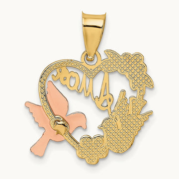 w/White Rhodium AMOR Heart w/Doves Charm, 14K Two-tone