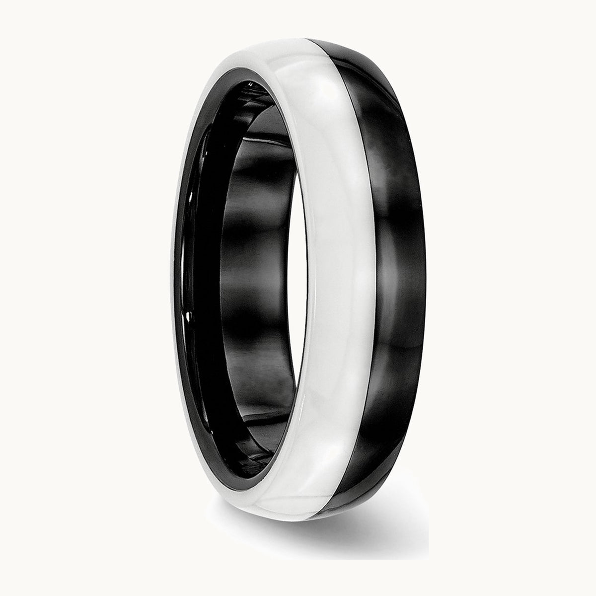 Chisel Ceramic Black and White 6mm Polished Band