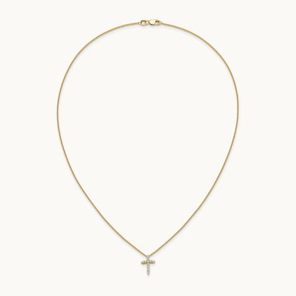 Diamond Cross 18 inch Necklace, 14K
