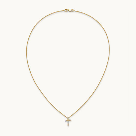 Diamond Cross 18 inch Necklace, 14K