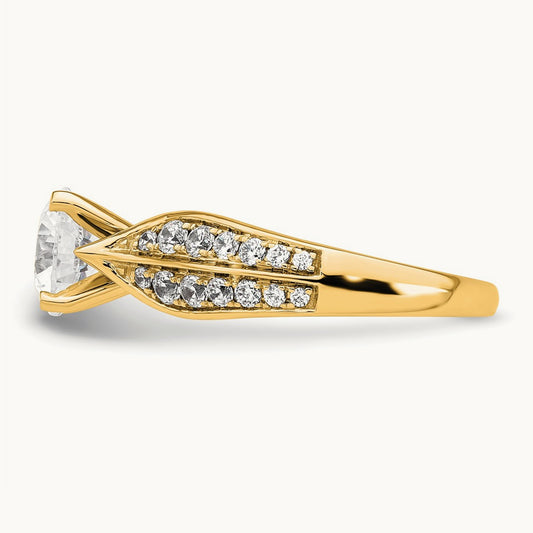 Round Semi-Mount Engagement Ring — 14K Yellow Gold, 5/8 ct (holds 1 1/2 ct center), 7