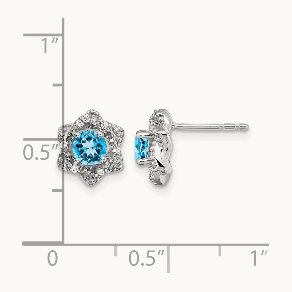Blue Topaz and Diamond Post Earrings — photo set