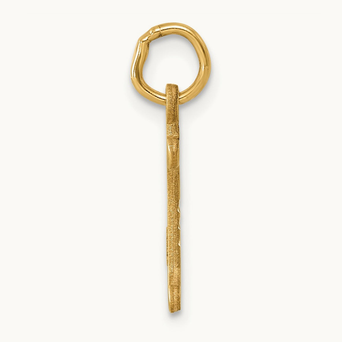 Diamond-cut Initial Charm — 14K Yellow Gold, I