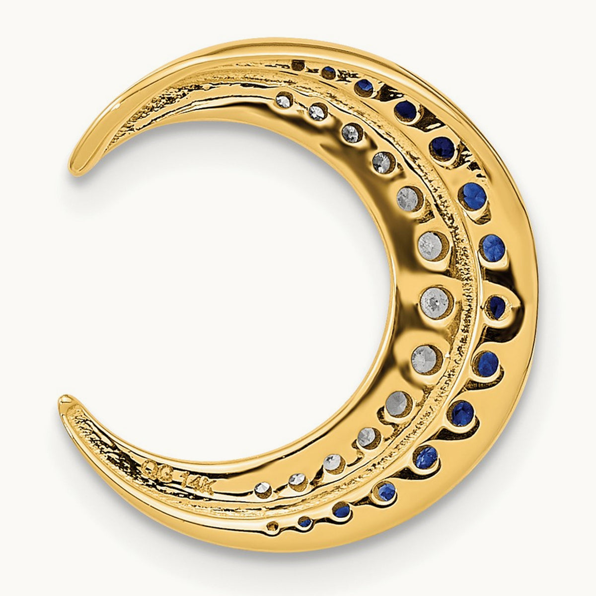 Polished Moon Sapphire and Diamond Chain Slide, 14K