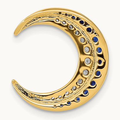 Polished Moon Sapphire and Diamond Chain Slide, 14K