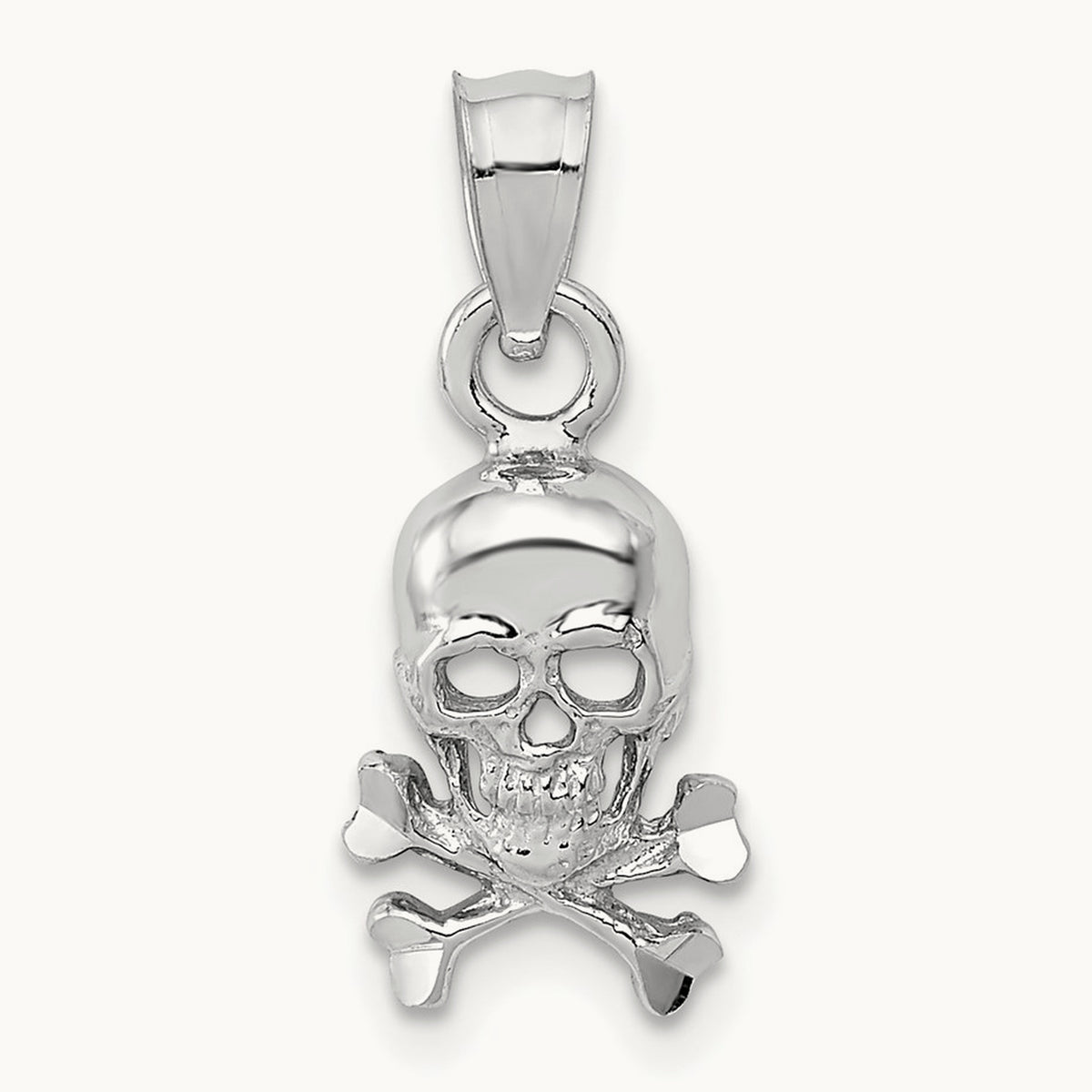 Skull and Crossbones Pendant, 14K White Gold