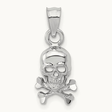 Skull and Crossbones Pendant, 14K White Gold