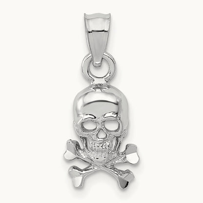 Skull and Crossbones Pendant, 14K White Gold