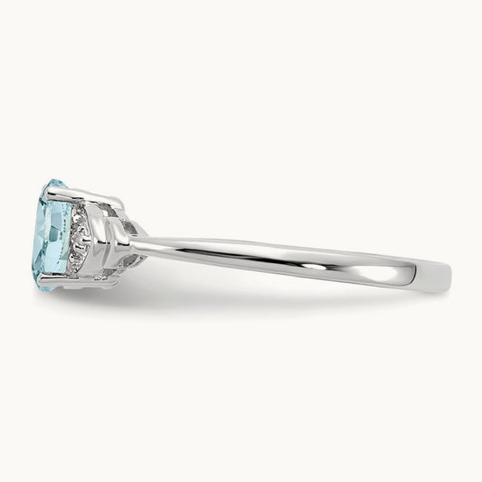 Aquamarine and Diamond Ring, 14K White Gold