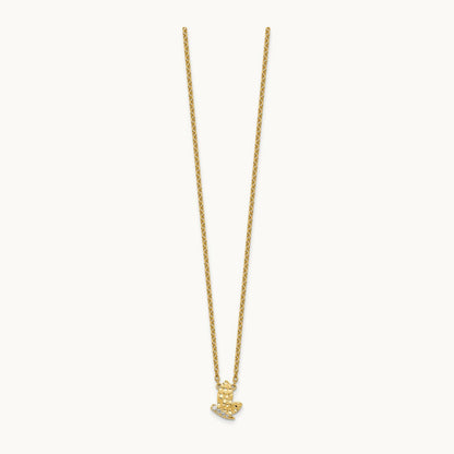 Polished and Hammered Diamond Butterfly Necklace, 14K