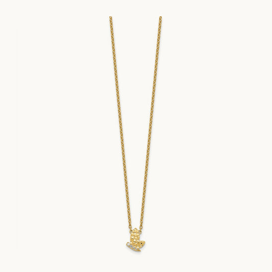 Polished and Hammered Diamond Butterfly Necklace, 14K