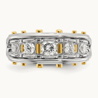 IBGoodman Men's Polished and Cut-Out 5-Stone Dia Ring, 14K Two-tone