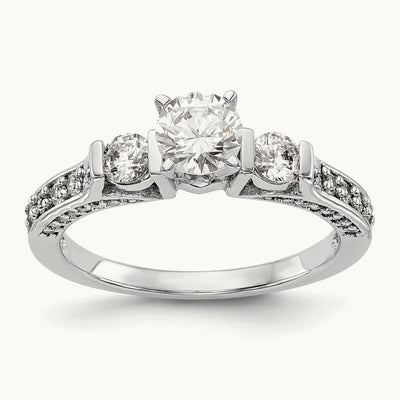 3-Stone Peg Set Semi-Mount Engagement Ring, 0.25 ct tw