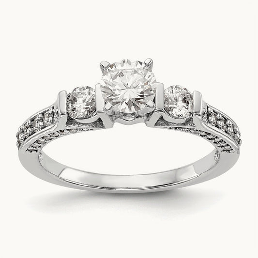 3-Stone Peg Set Semi-Mount Engagement Ring, 0.25 ct tw
