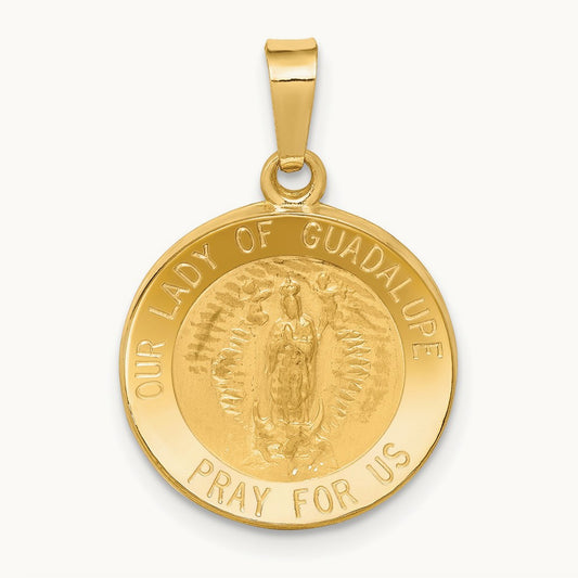 Polished and Satin Our Lady Guadalupe Medal Hollow Pendant — photo set