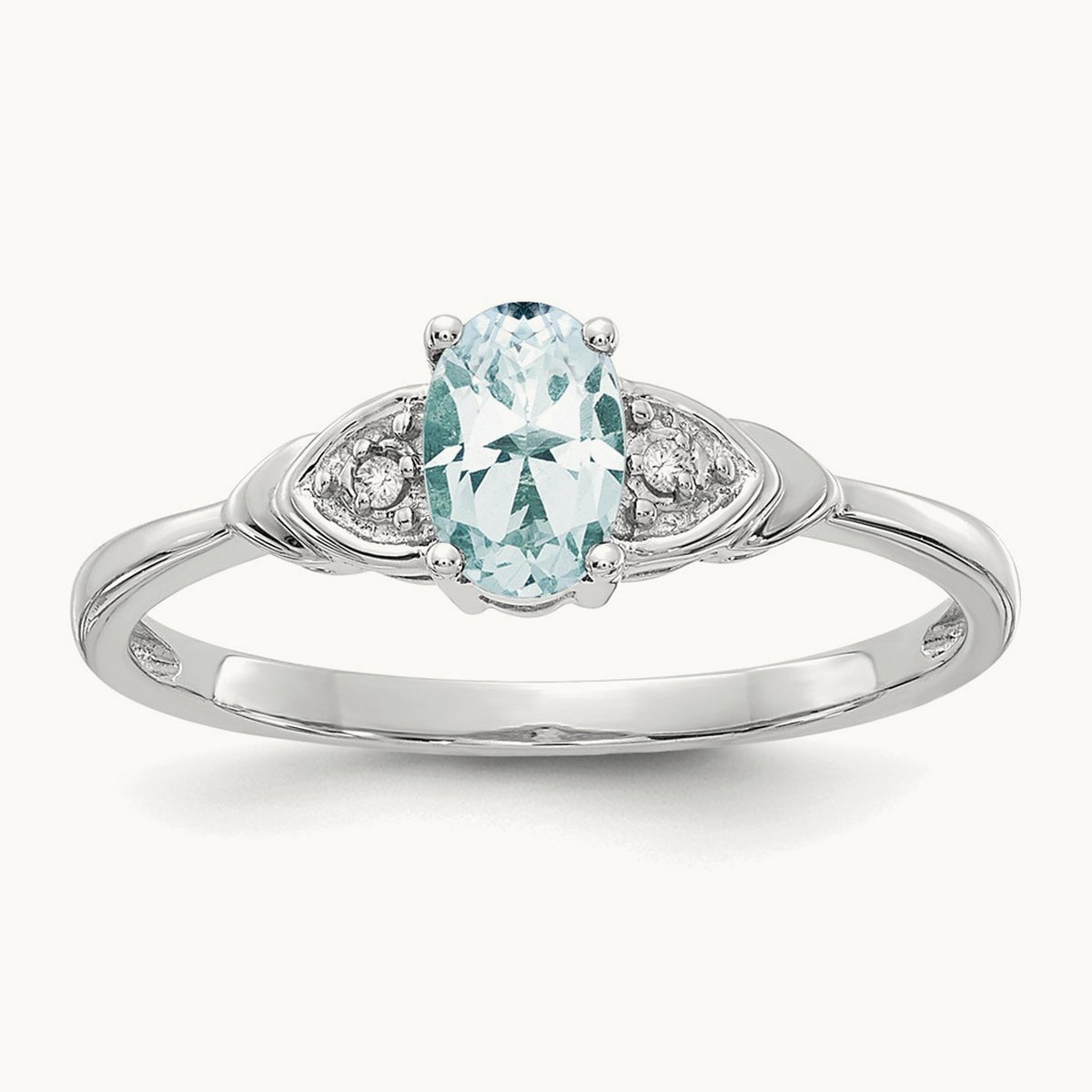 Aquamarine and Diamond Ring, 14K White Gold