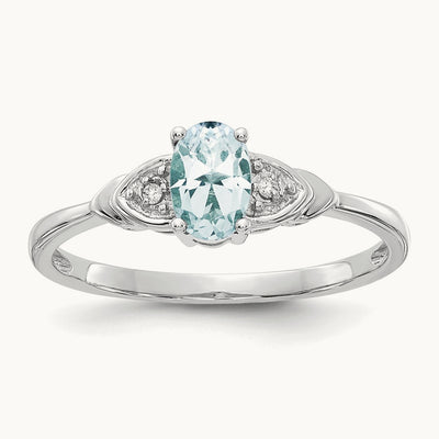 Aquamarine and Diamond Ring, 14K White Gold