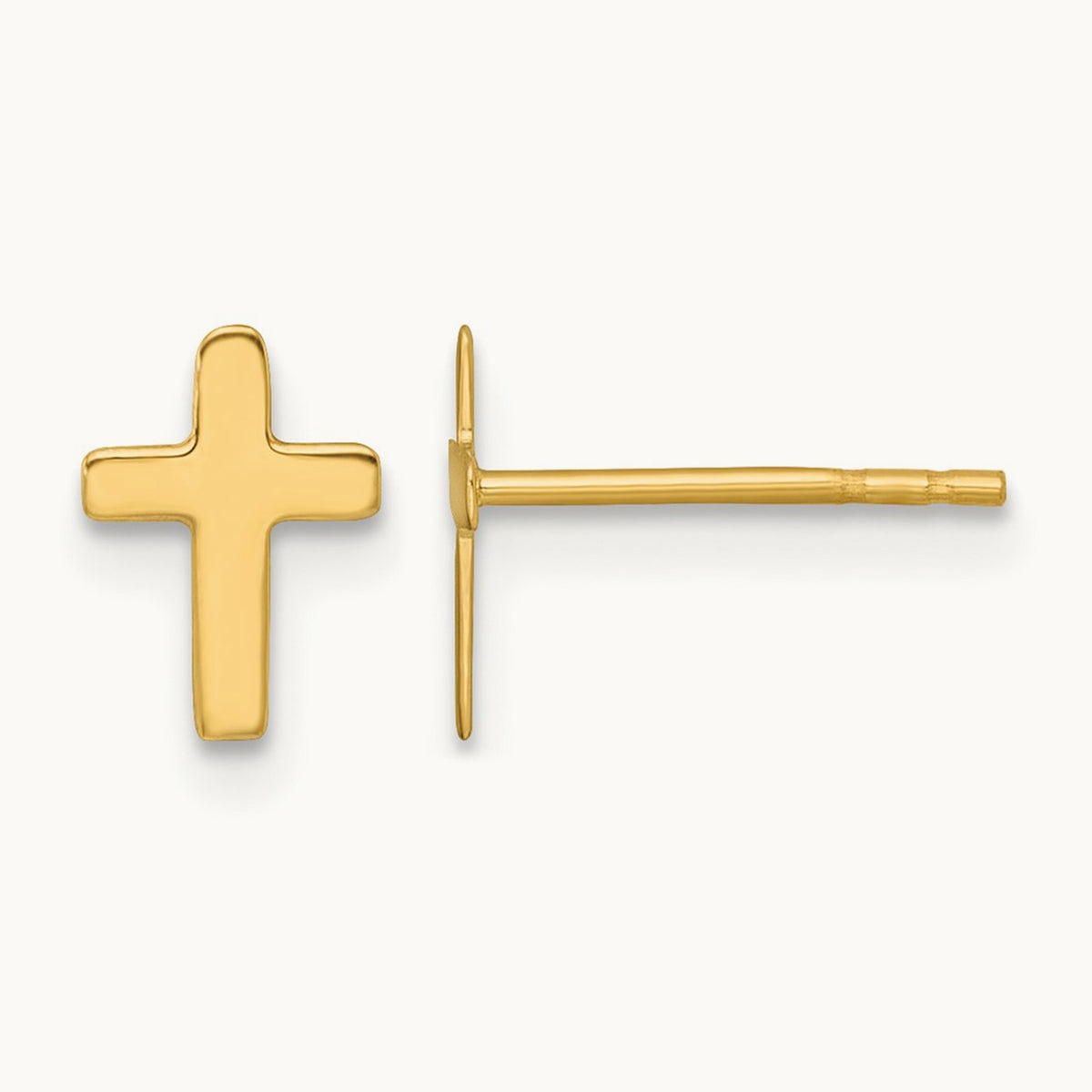 Polished Cross Post Earrings — 14K Yellow Gold