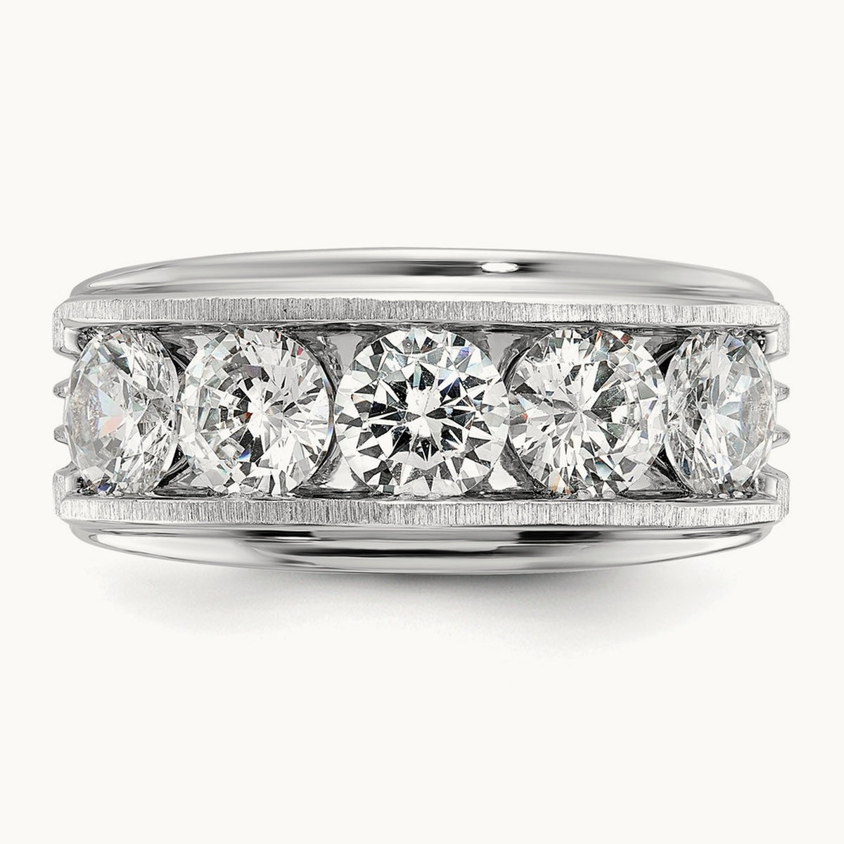 5 Stone Men's Ring, 3.50 ct tw Lab-Grown Diamond — 14K White Gold