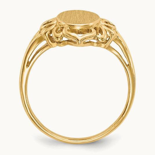 7.5x10. Open Back Signet Ring, 5mm, 14K