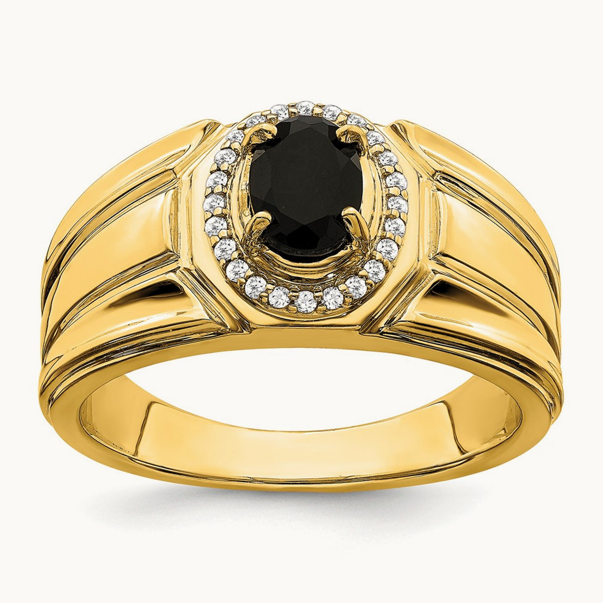 Onyx and Diamond Mens Ring, 14K