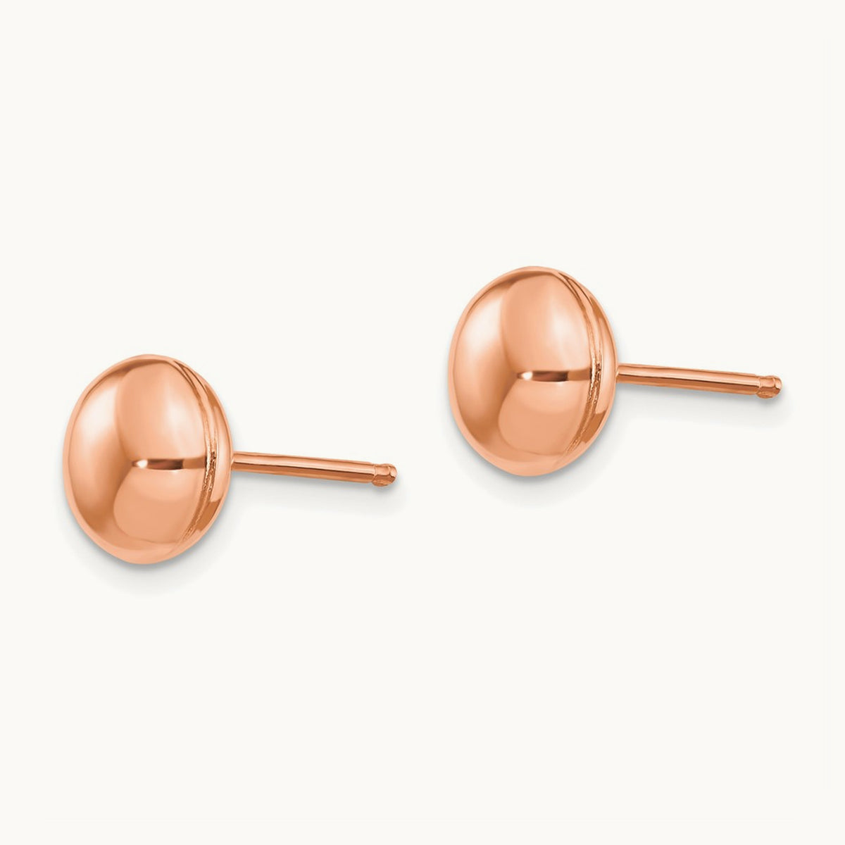 Polished Button Post Earrings — 14K Rose Gold, 8mm