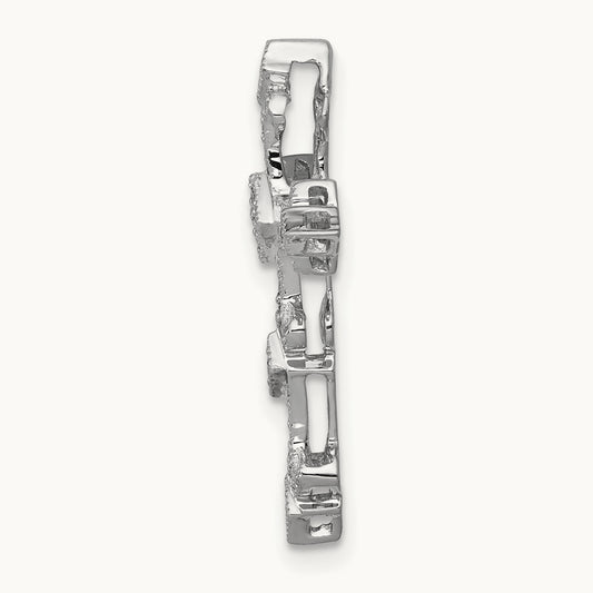 1/6ct. Diamond Filigree Cross Chain Slide, 14K White Gold