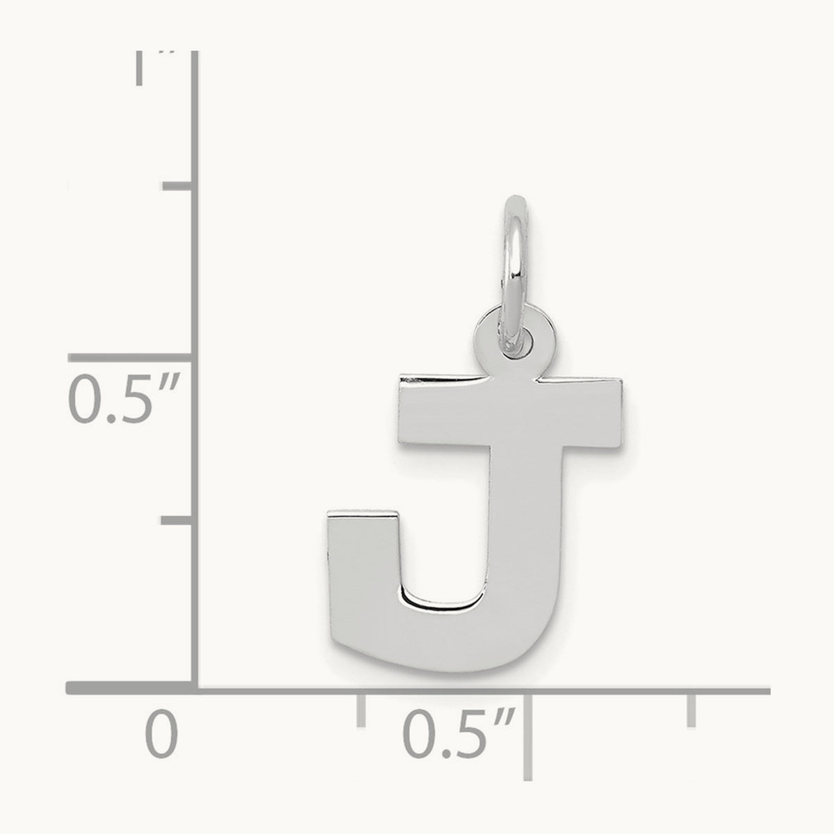 Small Block Initial Charm — 14K White Gold, J